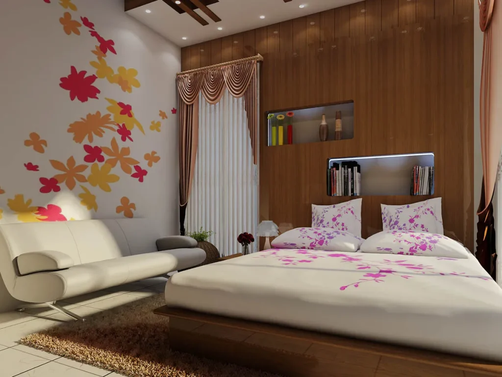 Modern Floral Accent Bedroom