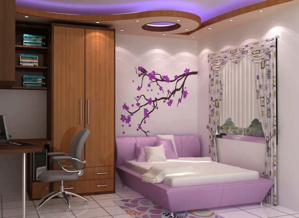 Modern Girl's Bedroom with Study Area