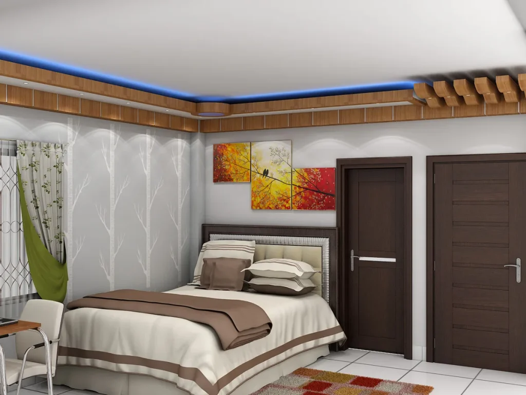 Modern Nature-Themed Birch Wall Bedroom