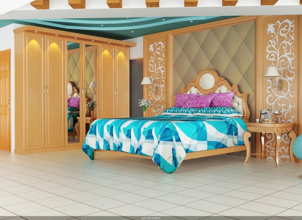 Regal Luxury Aqua Accents Bedroom