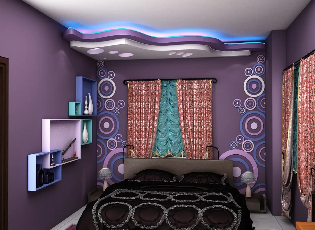 Vibrant Purple and Teal Bedroom