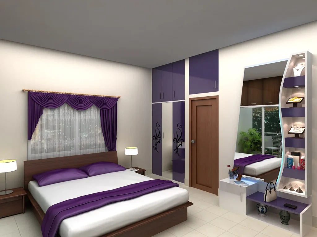 Violet and White Bedroom