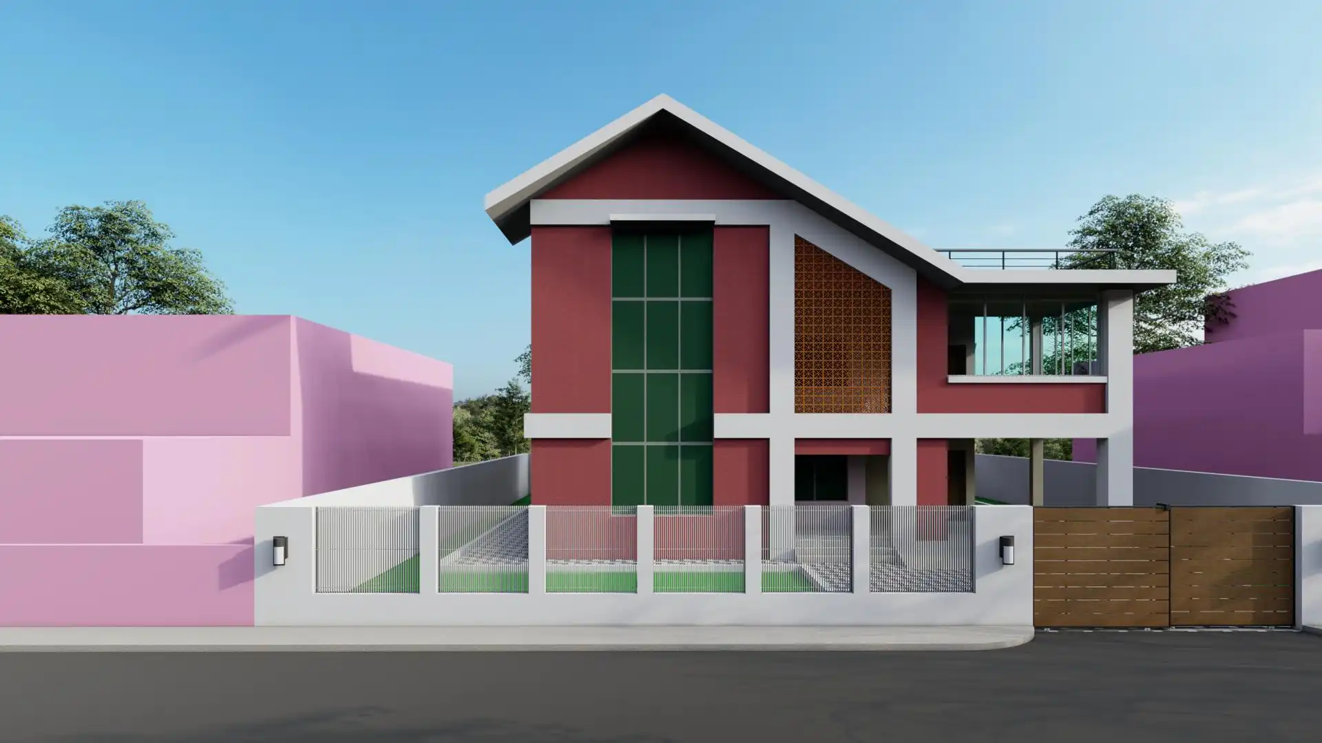 Modern Sloping Roof Duplex with Jali Work